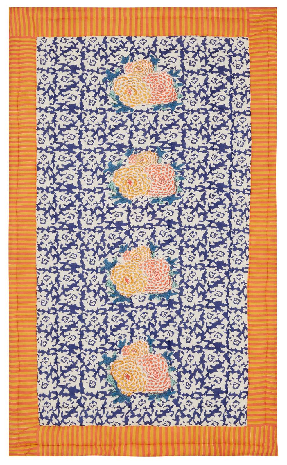 Lisa Corti trapunta reversibile 110x180cm arabesque corolla blue natural