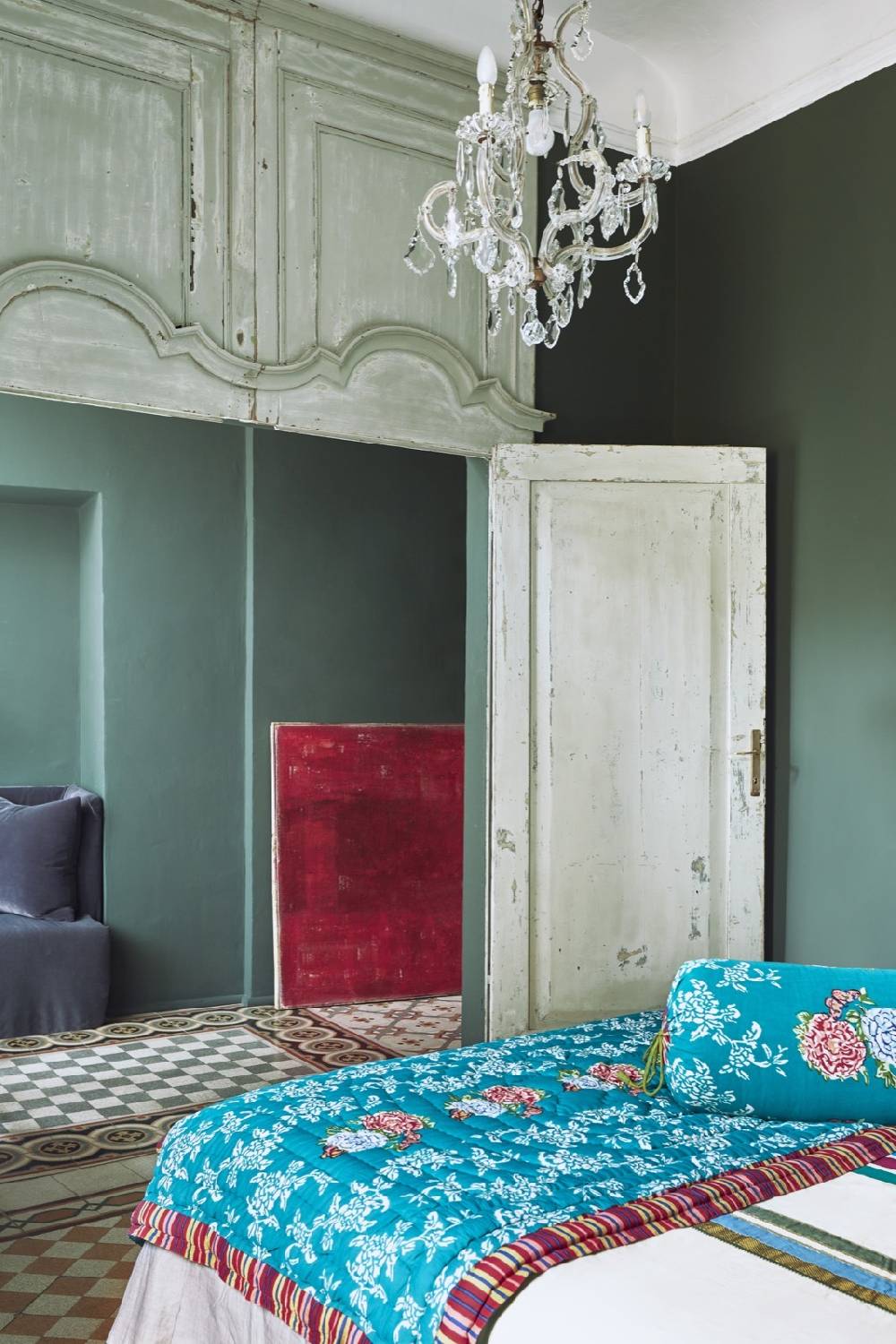 Lisa Corti trapunta reversibile 110x180cm kandem queen green Spedizione Gratuita
