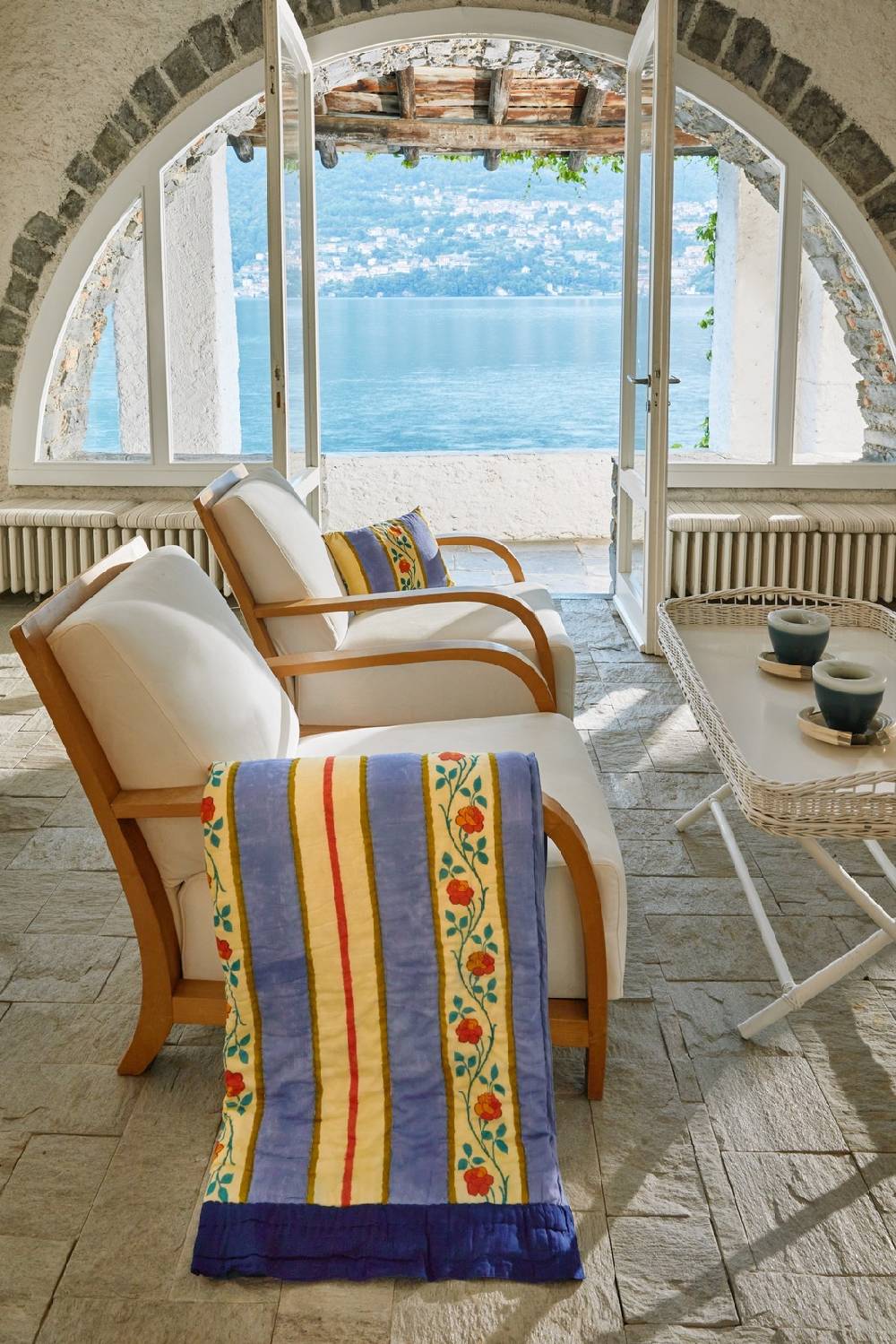 Lisa Corti trapunta reversibile 110x180cm varanasi stripes pervinch Qualità Garantita