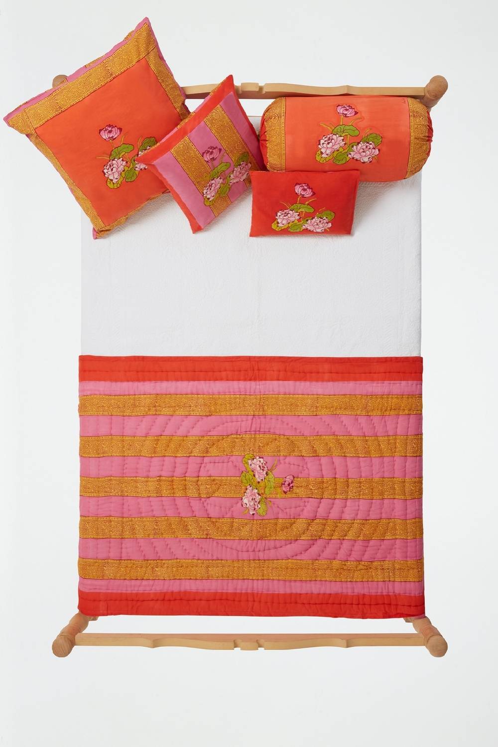 Lisa Corti trapunta reversibile 110x180cm tea flower red orange Novità