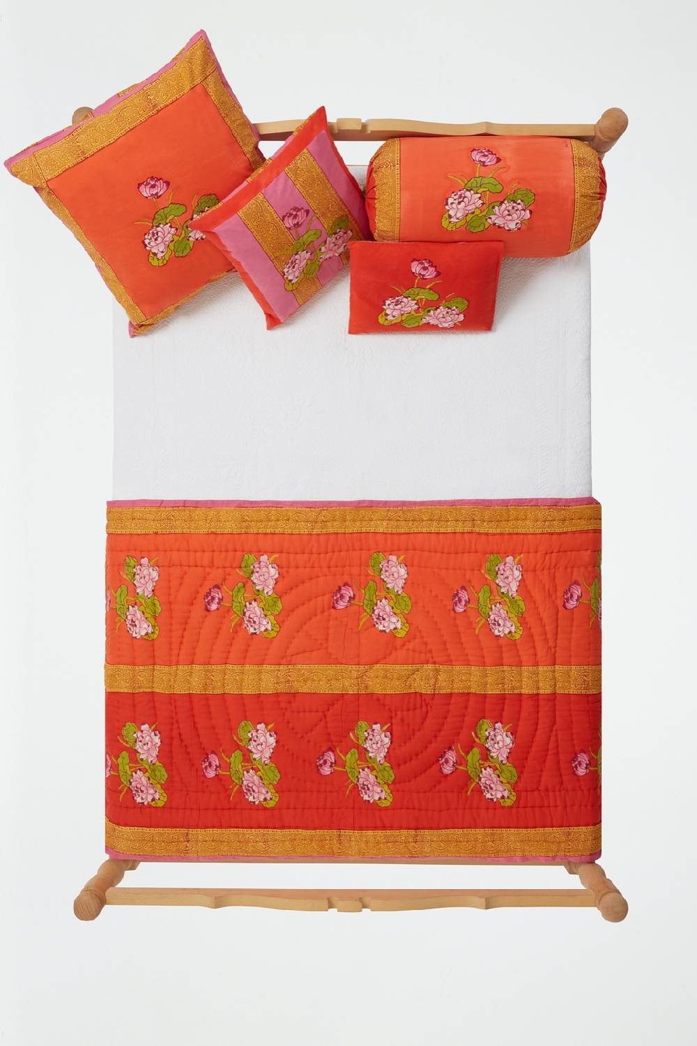 Lisa Corti trapunta reversibile 110x180cm tea flower red orange Novità