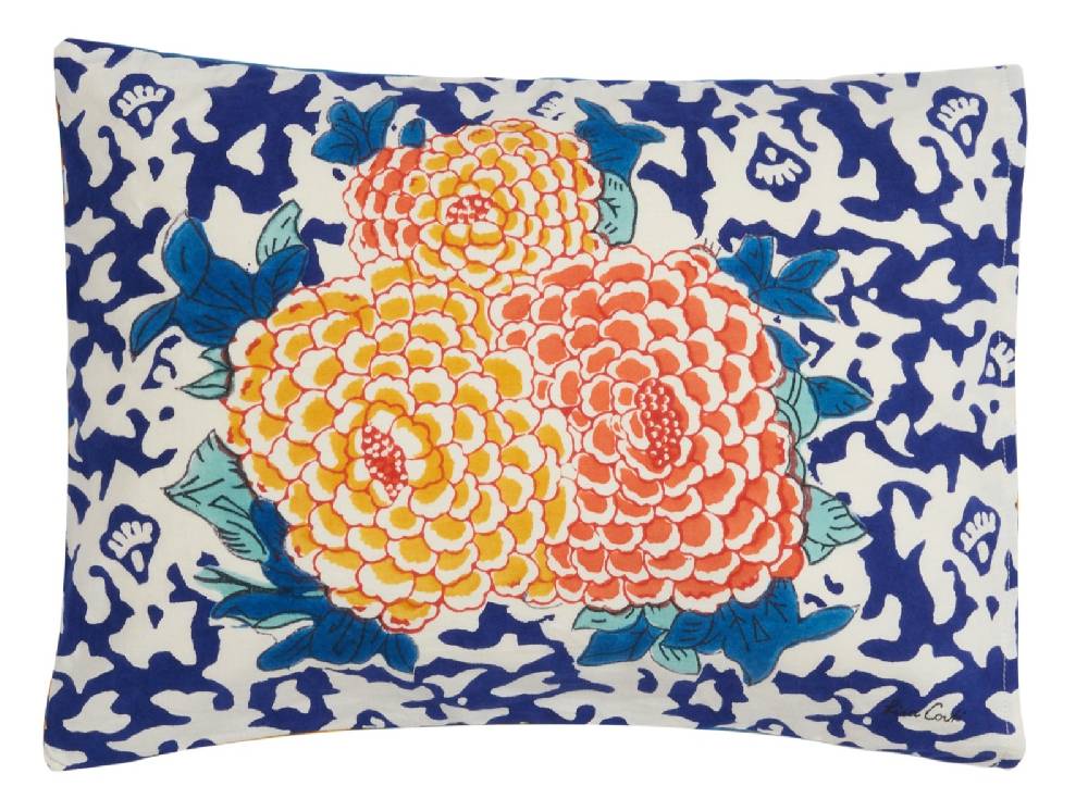 Lisa Corti cuscino cotone 30x40cm arabesque corolla blue natural