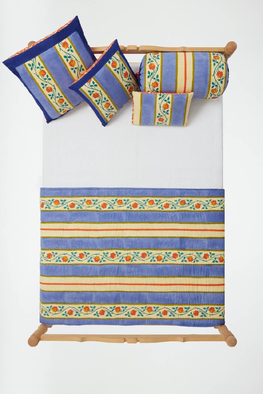 Lisa Corti cuscino cotone 30x40cm varanasi stripes pervinch Vendita Economica