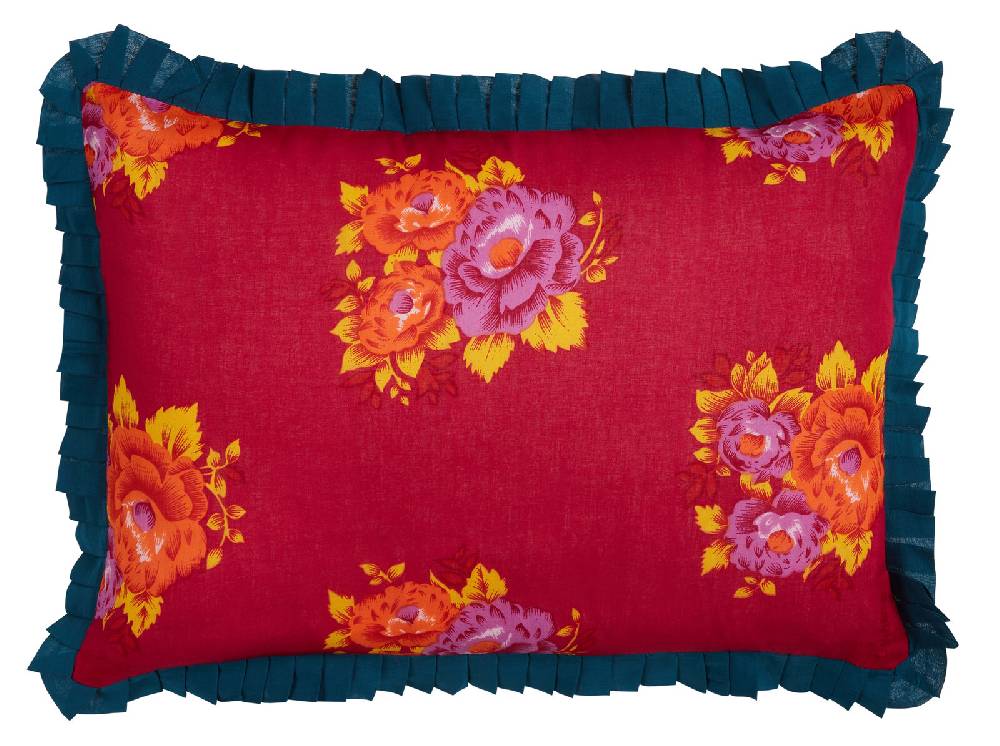 Lisa Corti federa organza 35x50cm tiger flower ruby red Vendite Flash