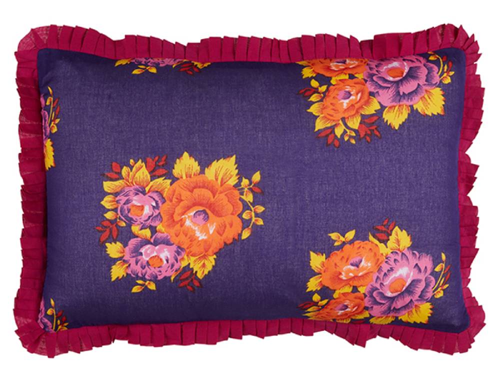Lisa Corti federa organza 35x50cm tiger flower dark blue Italy
