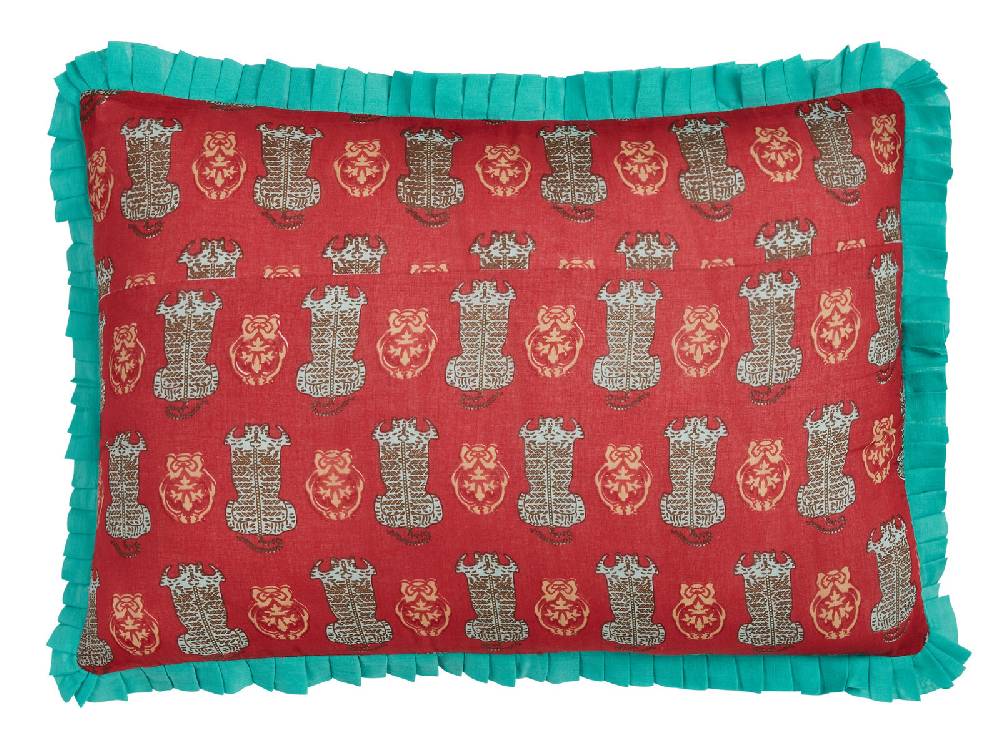 Lisa Corti federa organza 35x50cm tiger motive maroon Italia