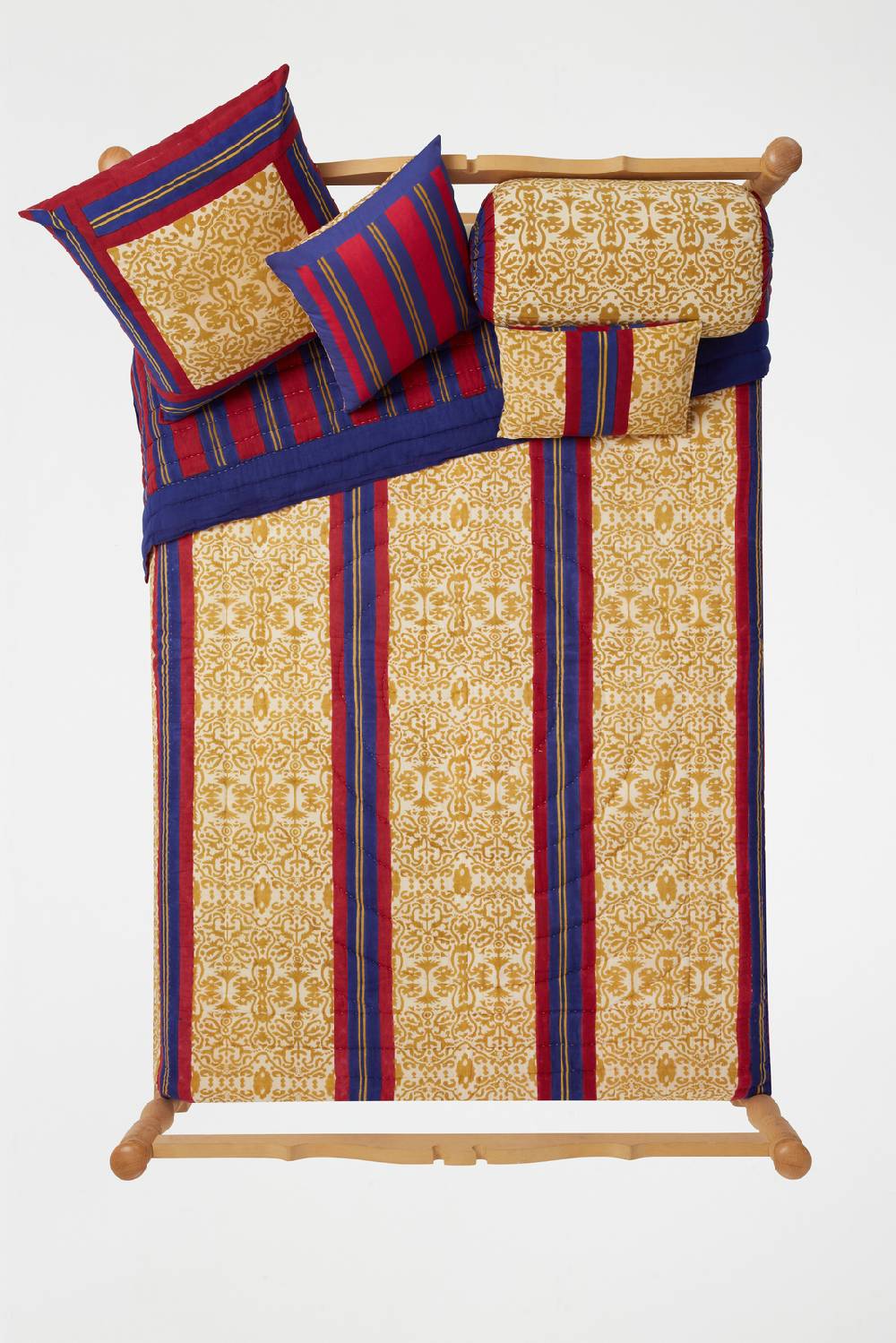 Lisa Corti federa cotone 45x45cm damask stripes blue natural Qualità Garantita