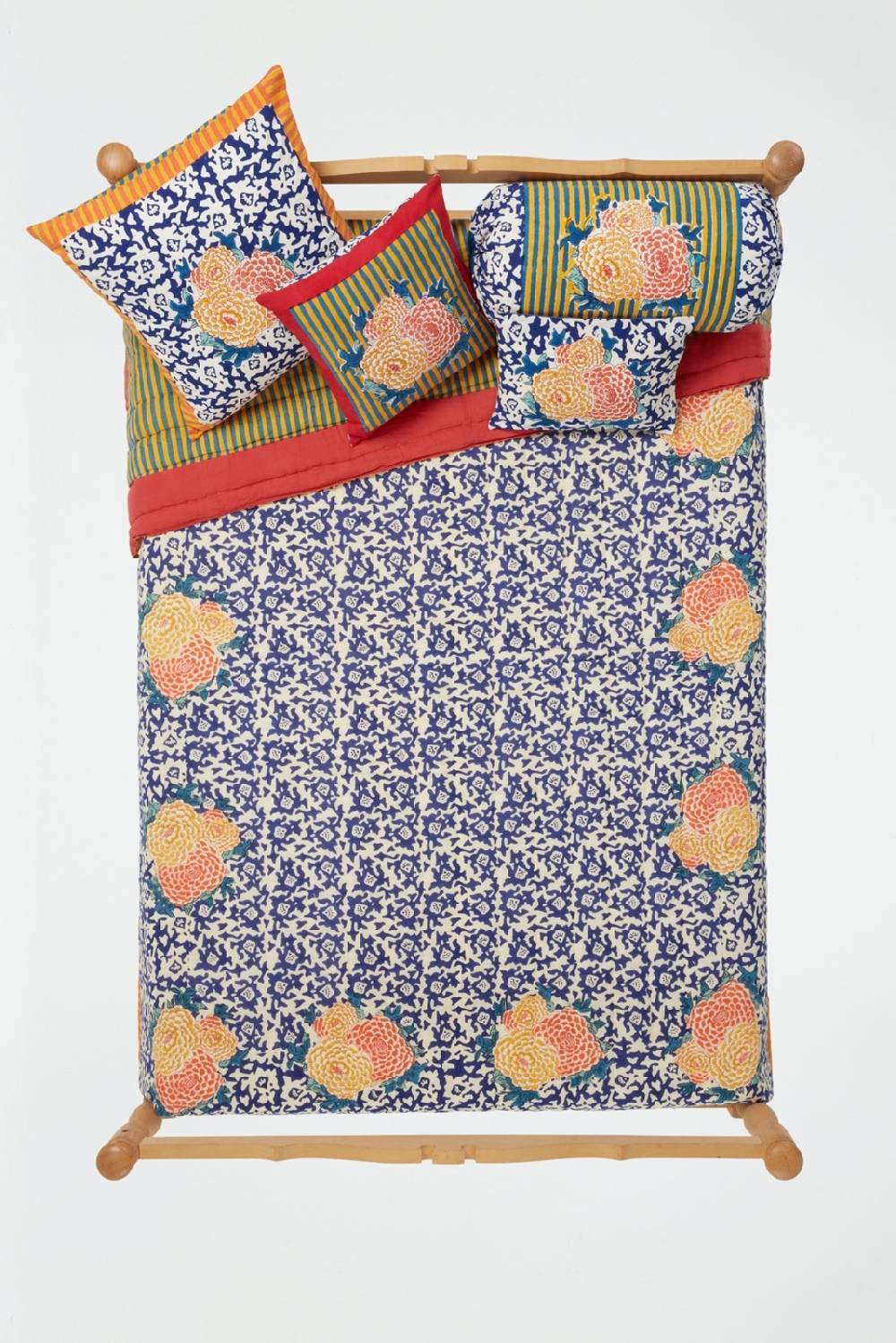 Lisa Corti trapunta reversibile 250x270cm arabesque corolla blue natural Promozione Limitata