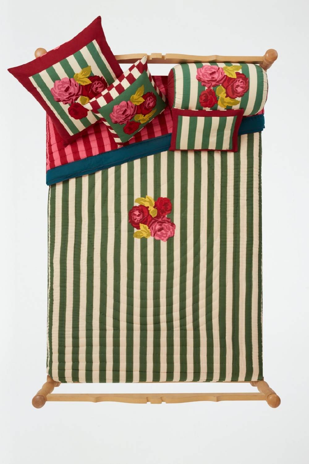 Lisa Corti trapunta reversibile 250x270cm nizam stripes green natural Offerta