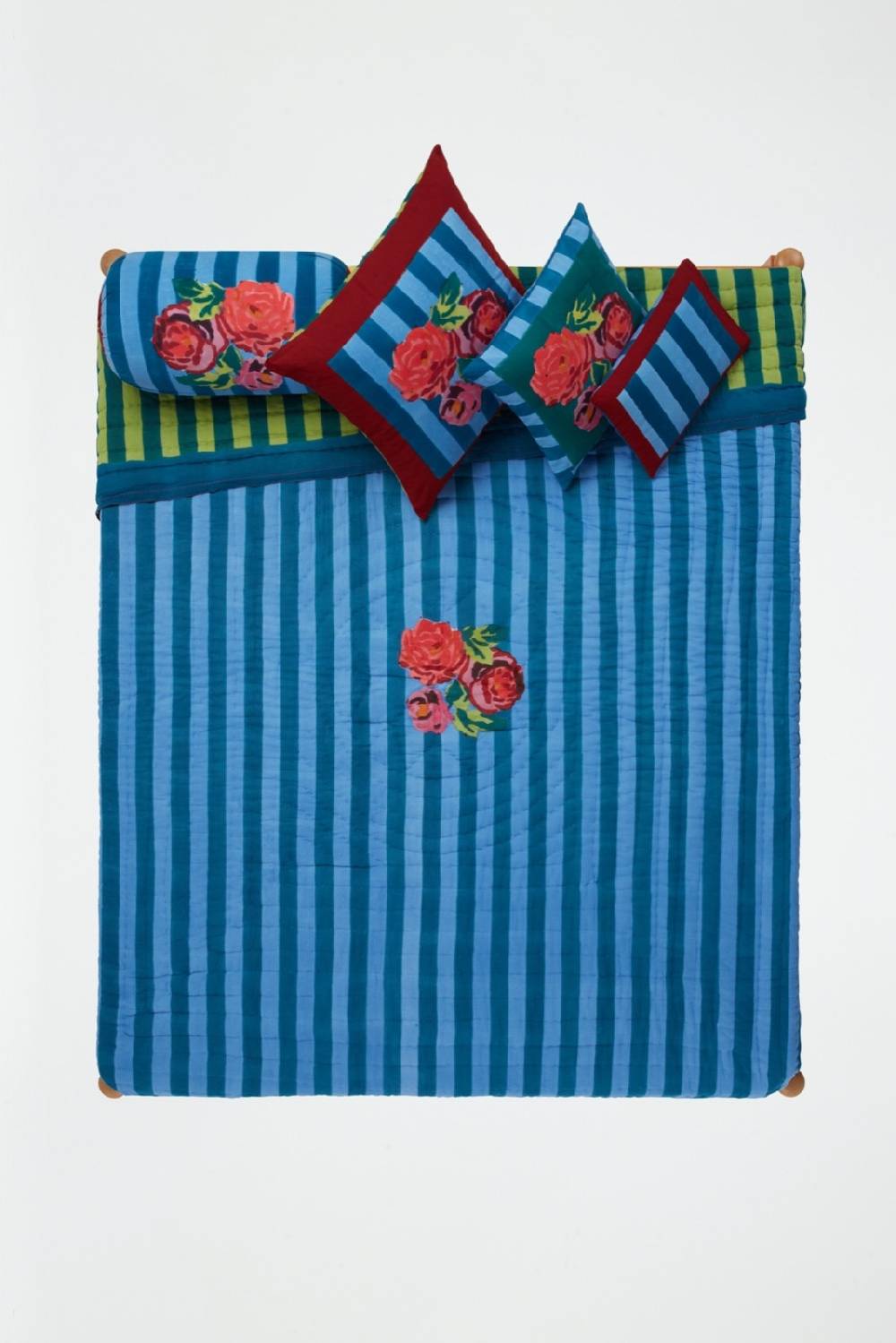 Lisa Corti trapunta reversibile 250x270cm nizam stripes ferozi sugar Vendita Economica