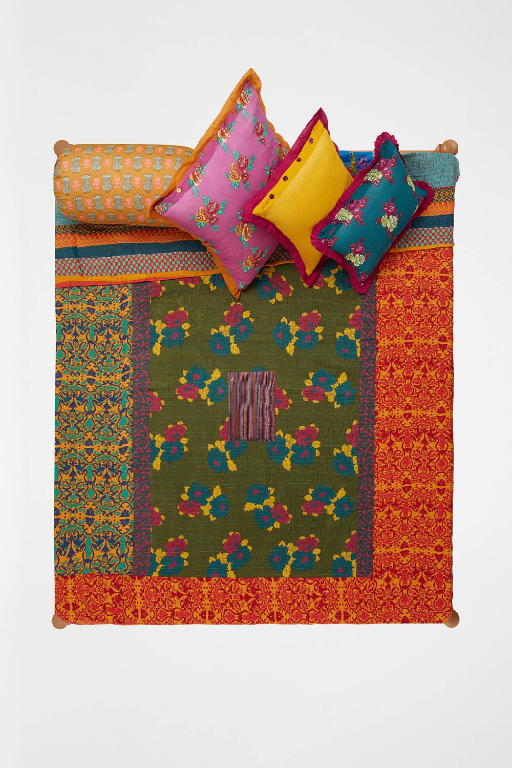 Lisa Corti copriletto reversibile gudri 250x270cm kauai peony olive green Negozio