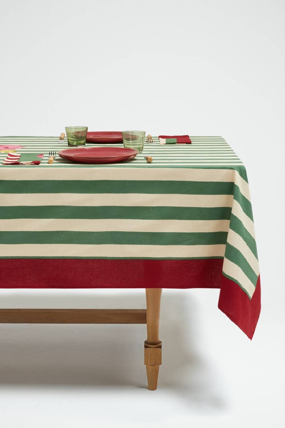 Lisa Corti telo cotone 250x270cm nizam stripes green natural Shopping Online