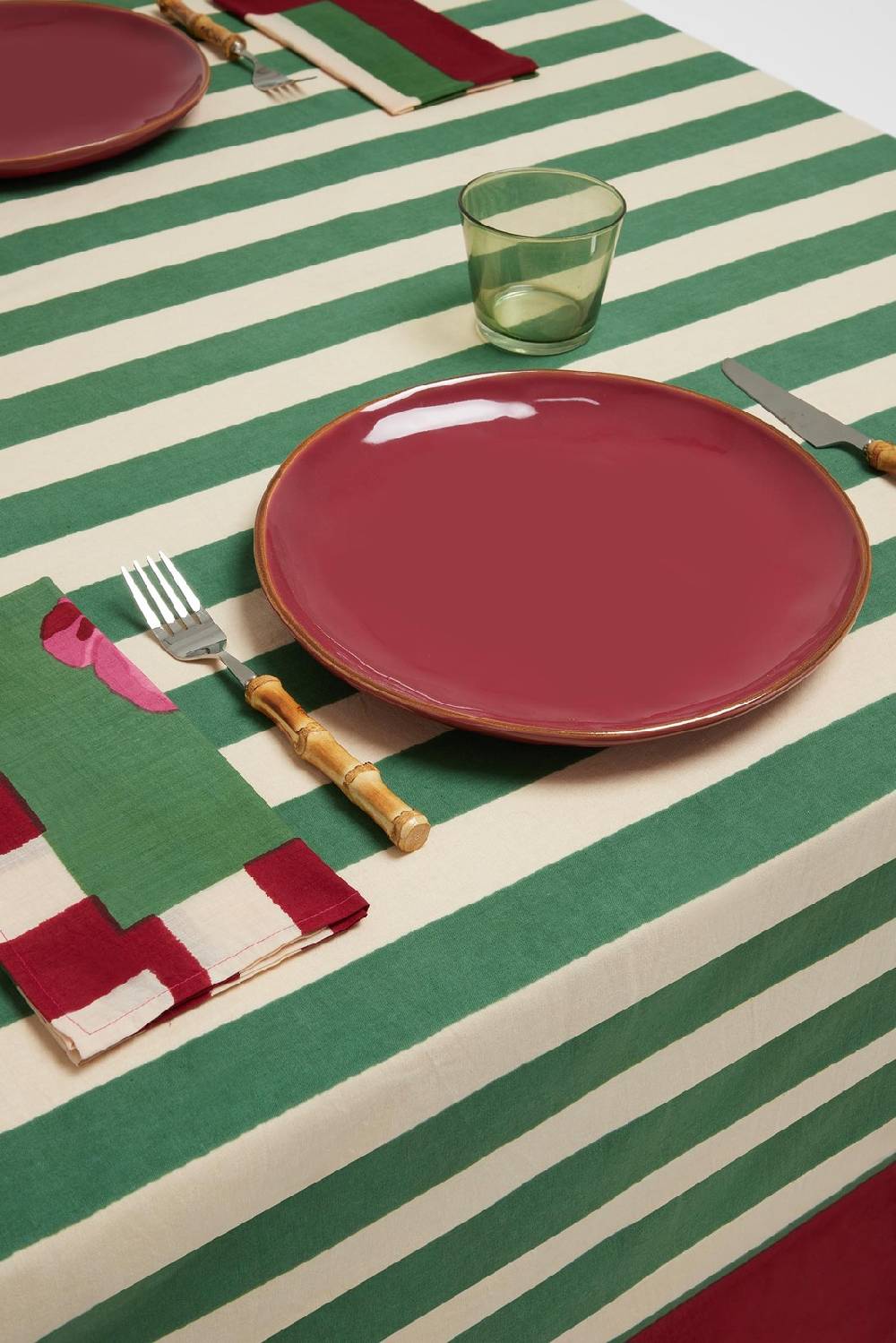 Lisa Corti telo cotone 250x270cm nizam stripes green natural Shopping Online