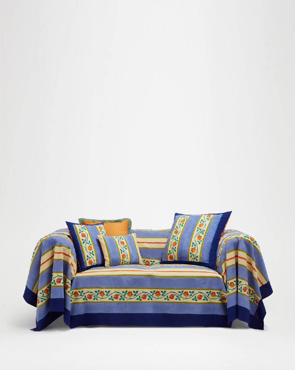 Lisa Corti telo cotone 250x270cm varanasi stripes pervinch Prezzo Ridotto