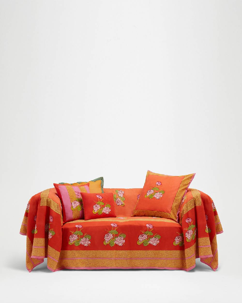 Lisa Corti telo cotone 250x270cm tea flower red orange Novità