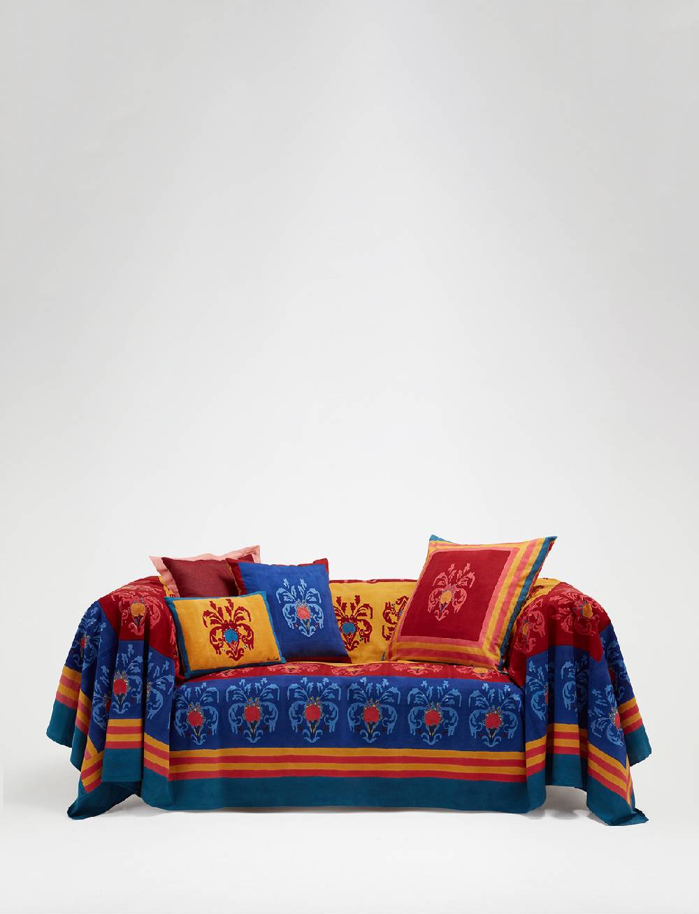 Lisa Corti telo cotone 250x270cm brocade royal blue Offerta