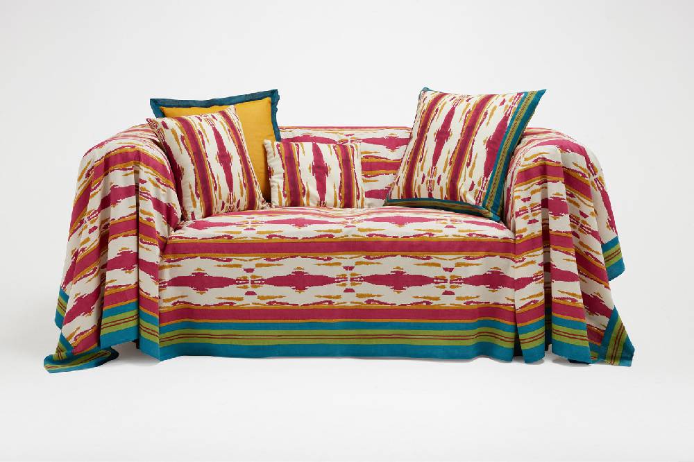 Lisa Corti telo cotone 250x270cm flame aubergine-gold Vendita Economica