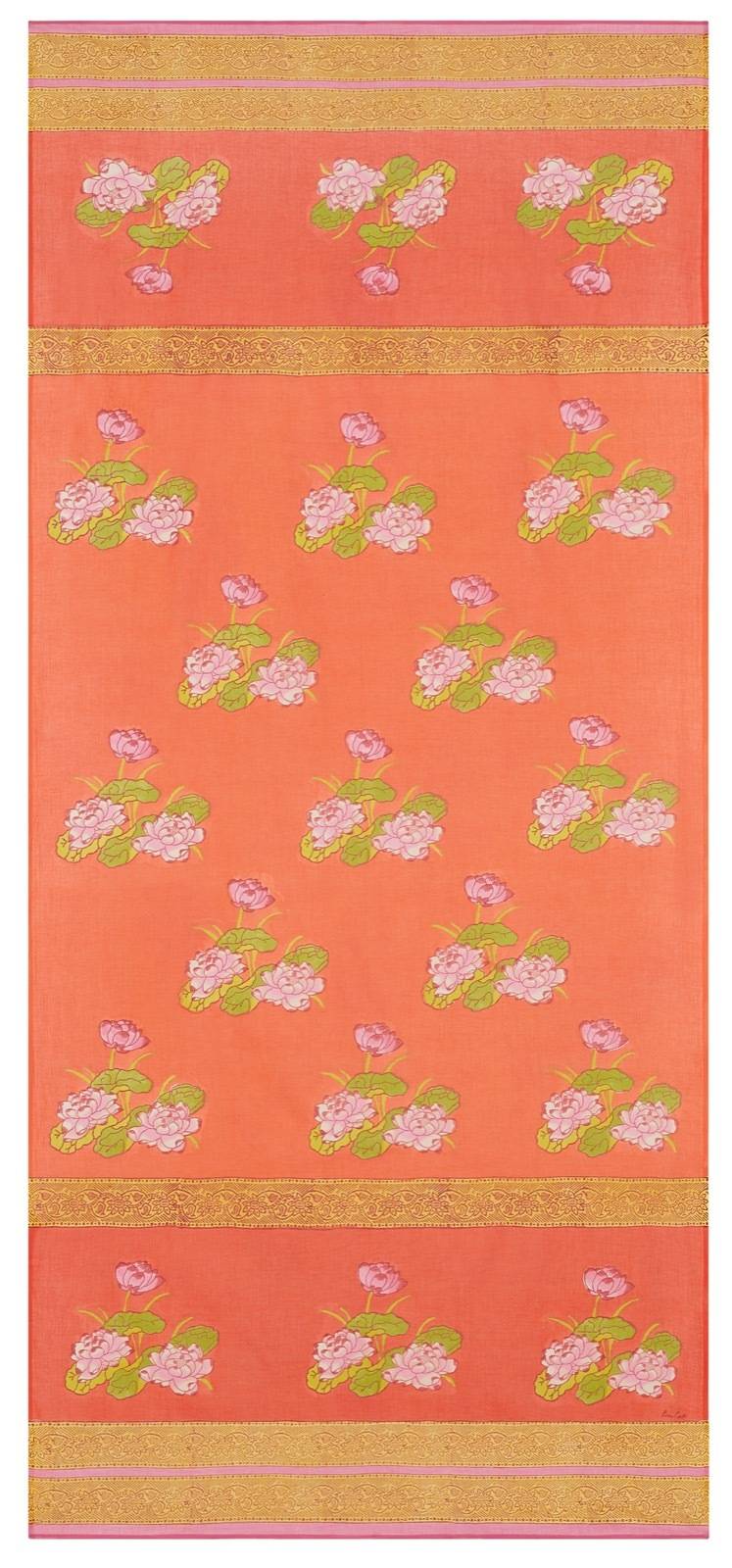 Lisa Corti tenda mussola di cotone 110x240cm tea flower red orange Outlet