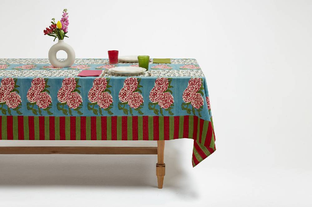 Lisa Corti cotton cloth 180x350cm leopard stripes sky Sottocosto