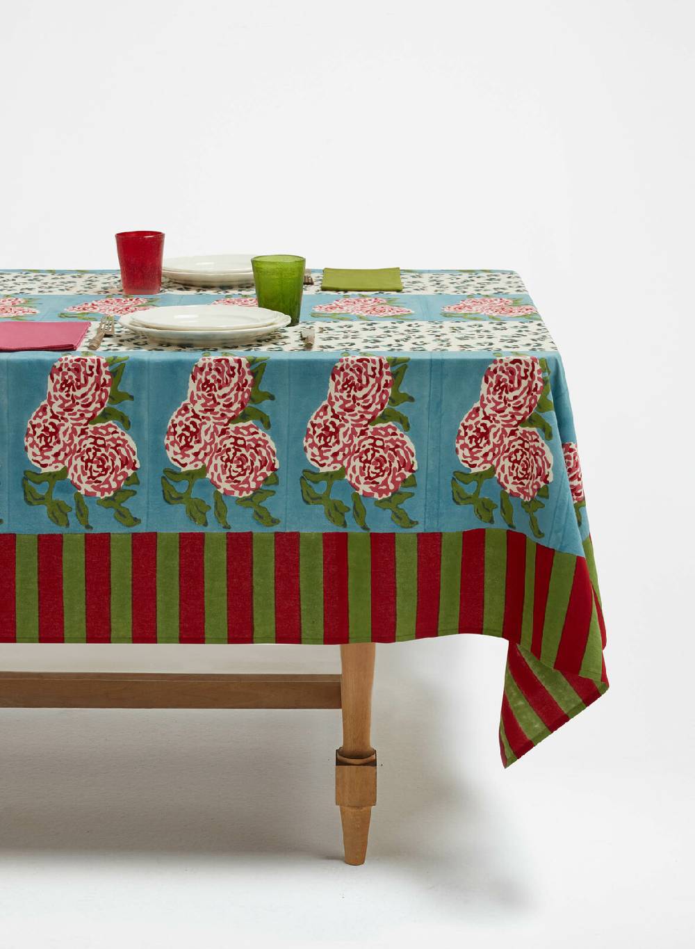 Lisa Corti telo mussola di cotone 220x220cm leopard stripes sky Sconto