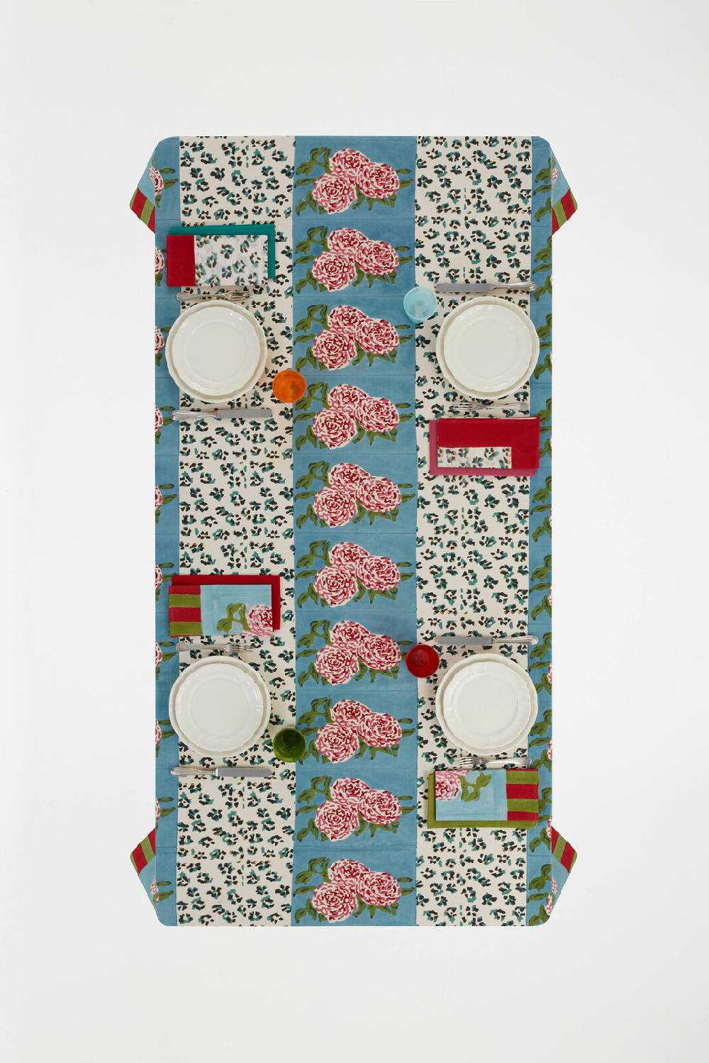 Lisa Corti telo cotone 180x180cm leopard stripes sky Offerta