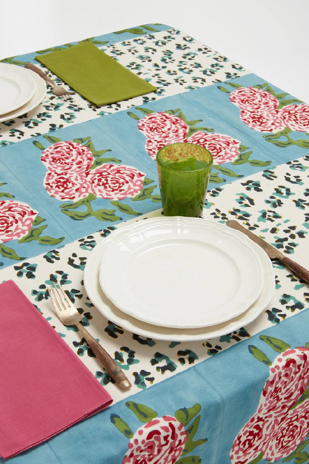 Lisa Corti telo cotone 180x180cm leopard stripes sky Offerta