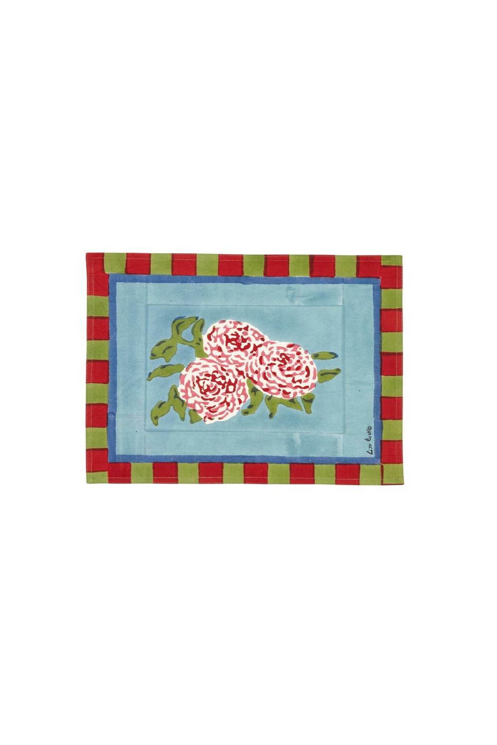 Lisa Corti tovaglietta cotone 35x48cm leopard stripes sky