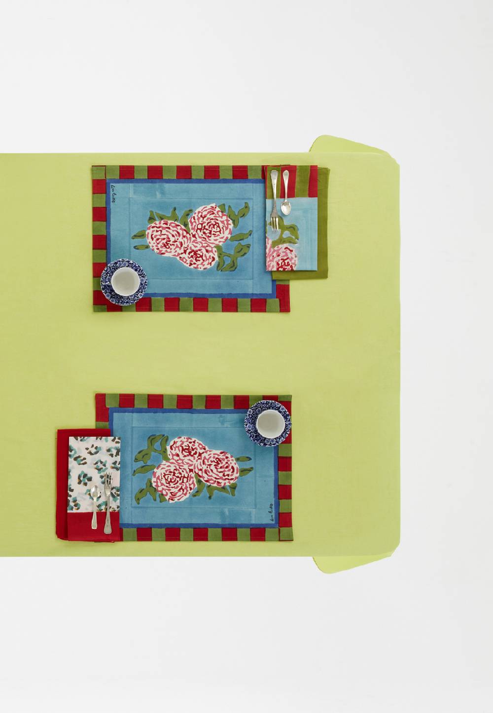 Lisa Corti tovaglietta cotone 35x48cm leopard stripes sky Online