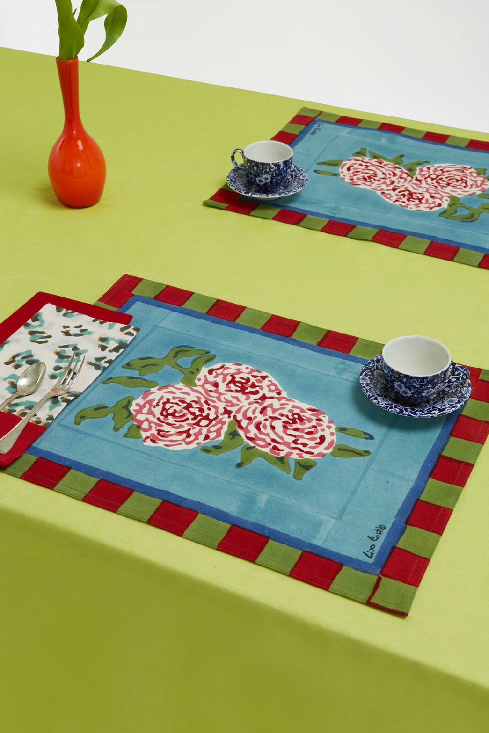 Lisa Corti tovaglietta cotone 35x48cm leopard stripes sky Online