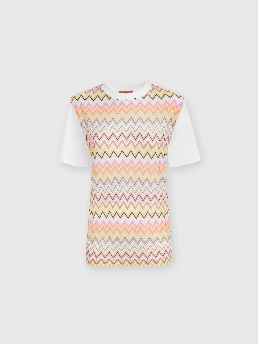 M Missoni T-shirt in jersey di cotone con inserti chevron Nuovo