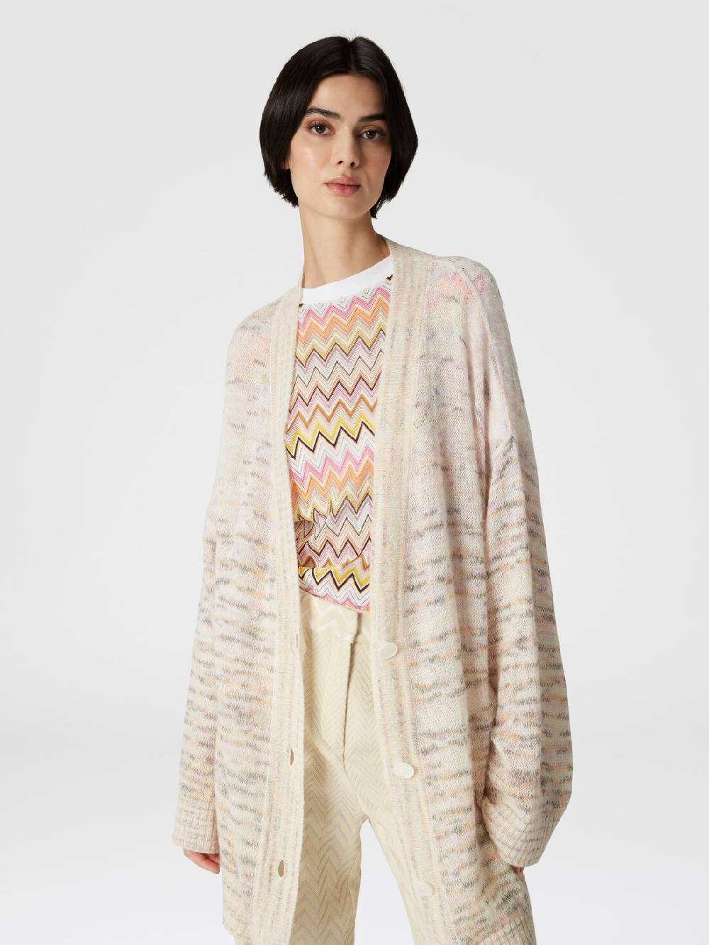 M Missoni T-shirt in jersey di cotone con inserti chevron Nuovo