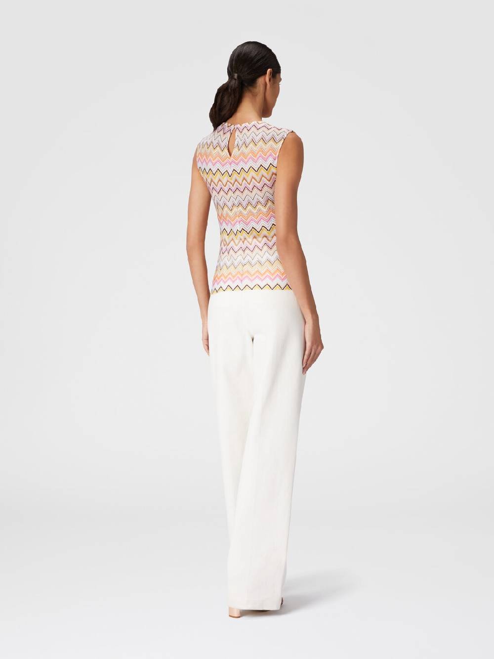 M Missoni Top senza maniche con scollatura arricciata Vendita