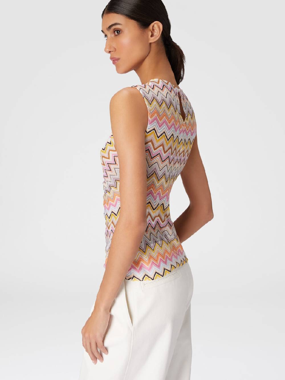 M Missoni Top senza maniche con scollatura arricciata Vendita