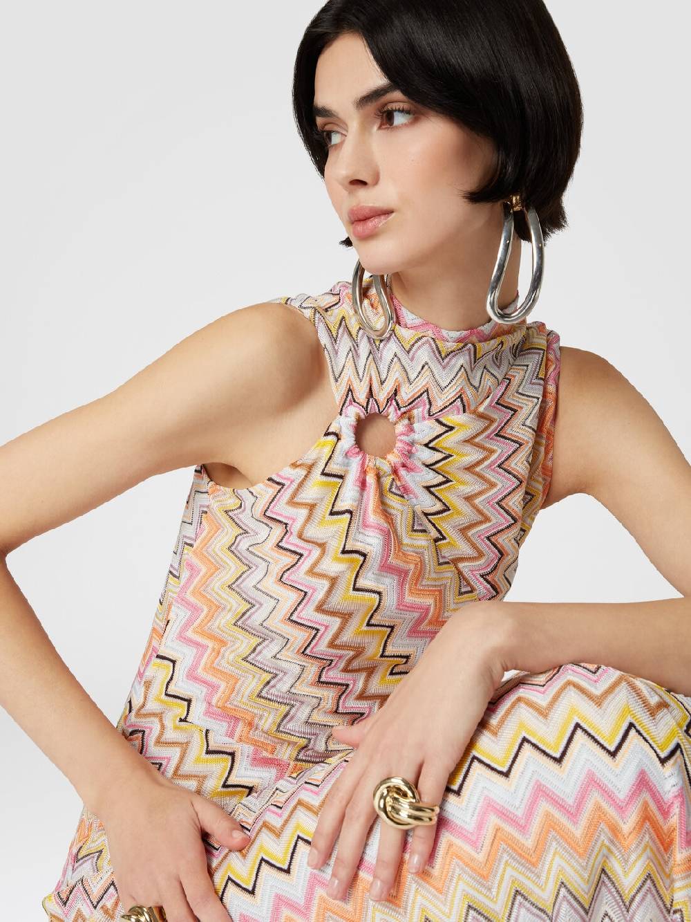 M Missoni Abito lungo senza maniche con scollatura arricciata Promozione
