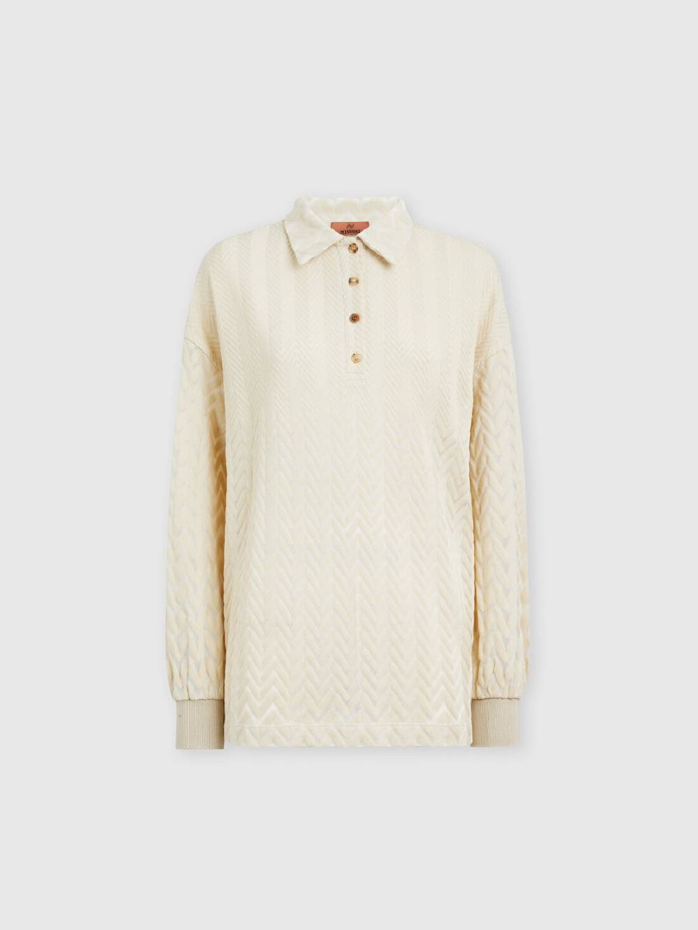 M Missoni Polo a maniche lunghe con chevron tono su tono Spedizione Gratuita