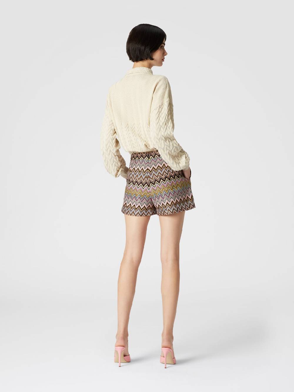M Missoni Polo a maniche lunghe con chevron tono su tono Spedizione Gratuita