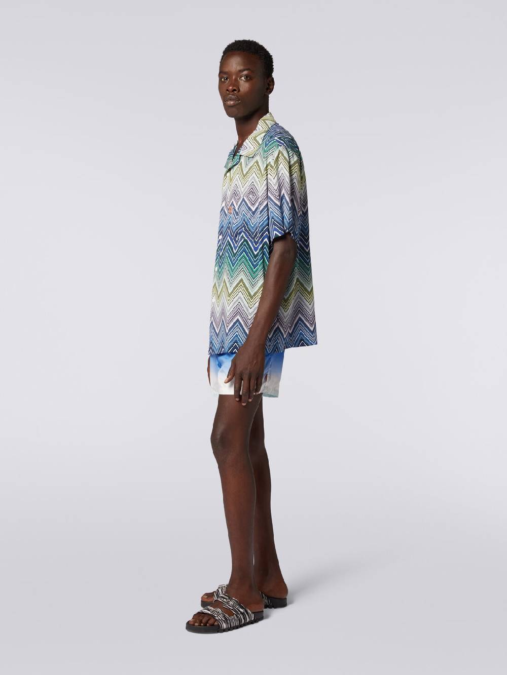 M Missoni Camicia a maniche corte in viscosa con stampa macro zig zag Negozi Online
