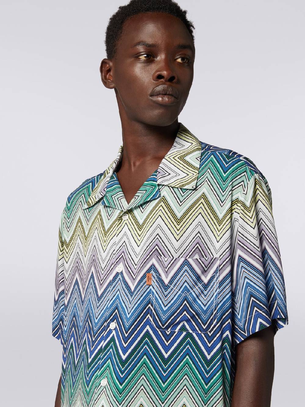 M Missoni Camicia a maniche corte in viscosa con stampa macro zig zag Negozi Online