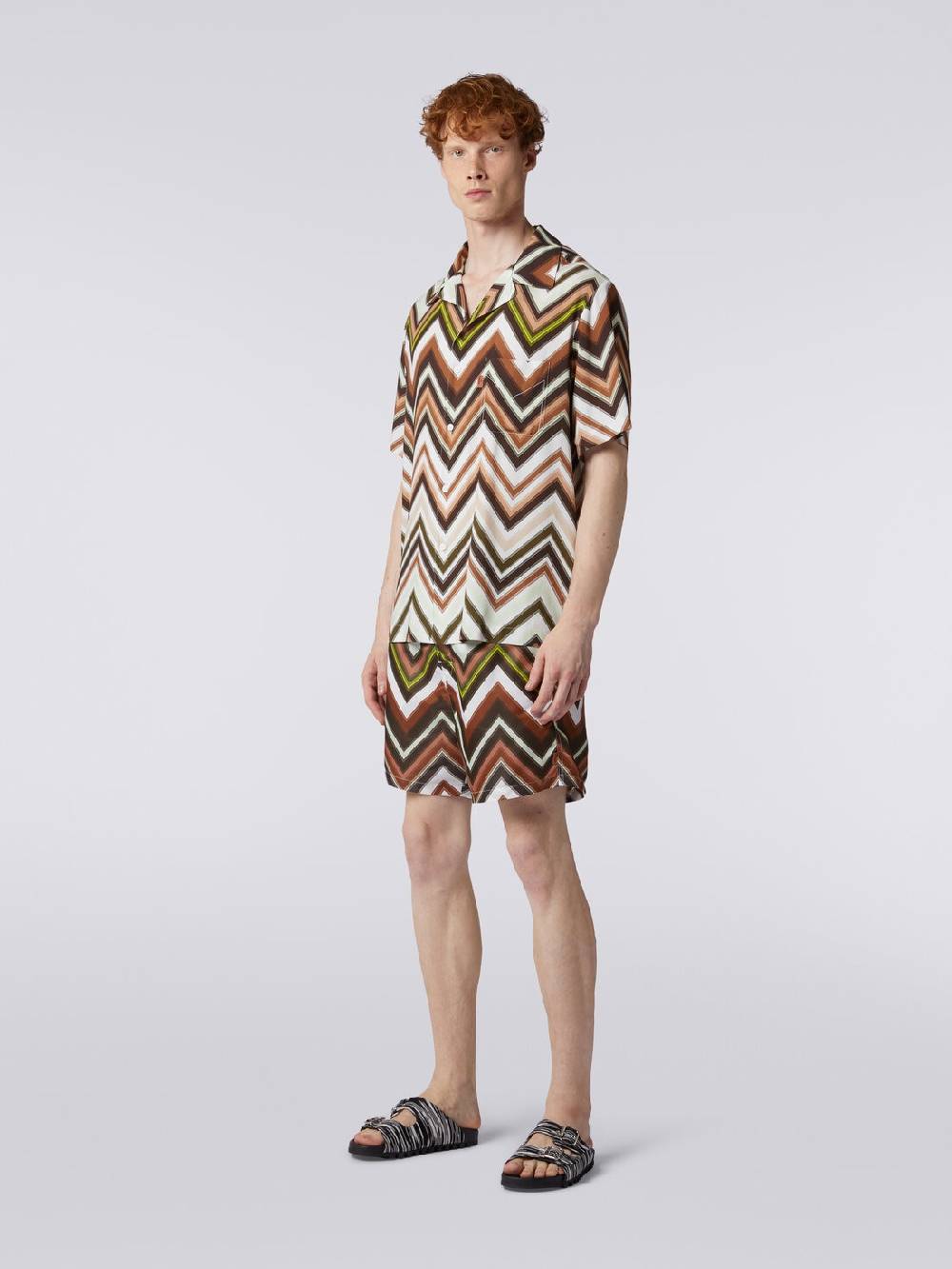 M Missoni Camicia a maniche corte in viscosa con stampa chevron Consegna Veloce