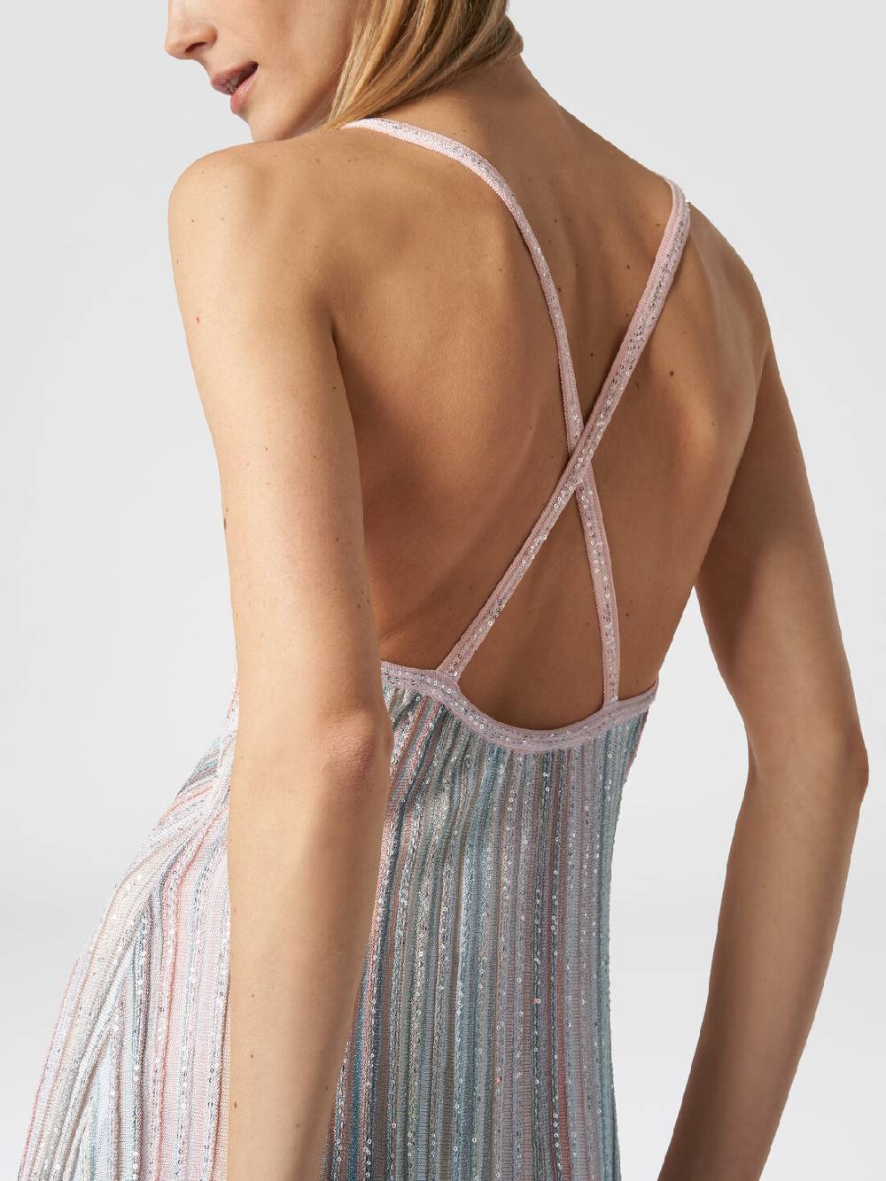 M Missoni Mini-abito in maglia a righe verticali con paillettes Fino Al -60%