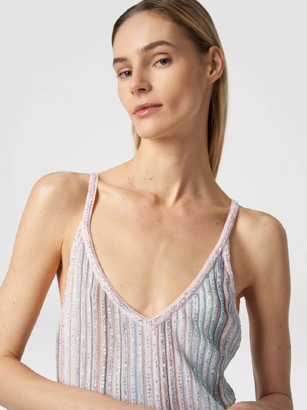 M Missoni Mini-abito in maglia a righe verticali con paillettes Fino Al -60%