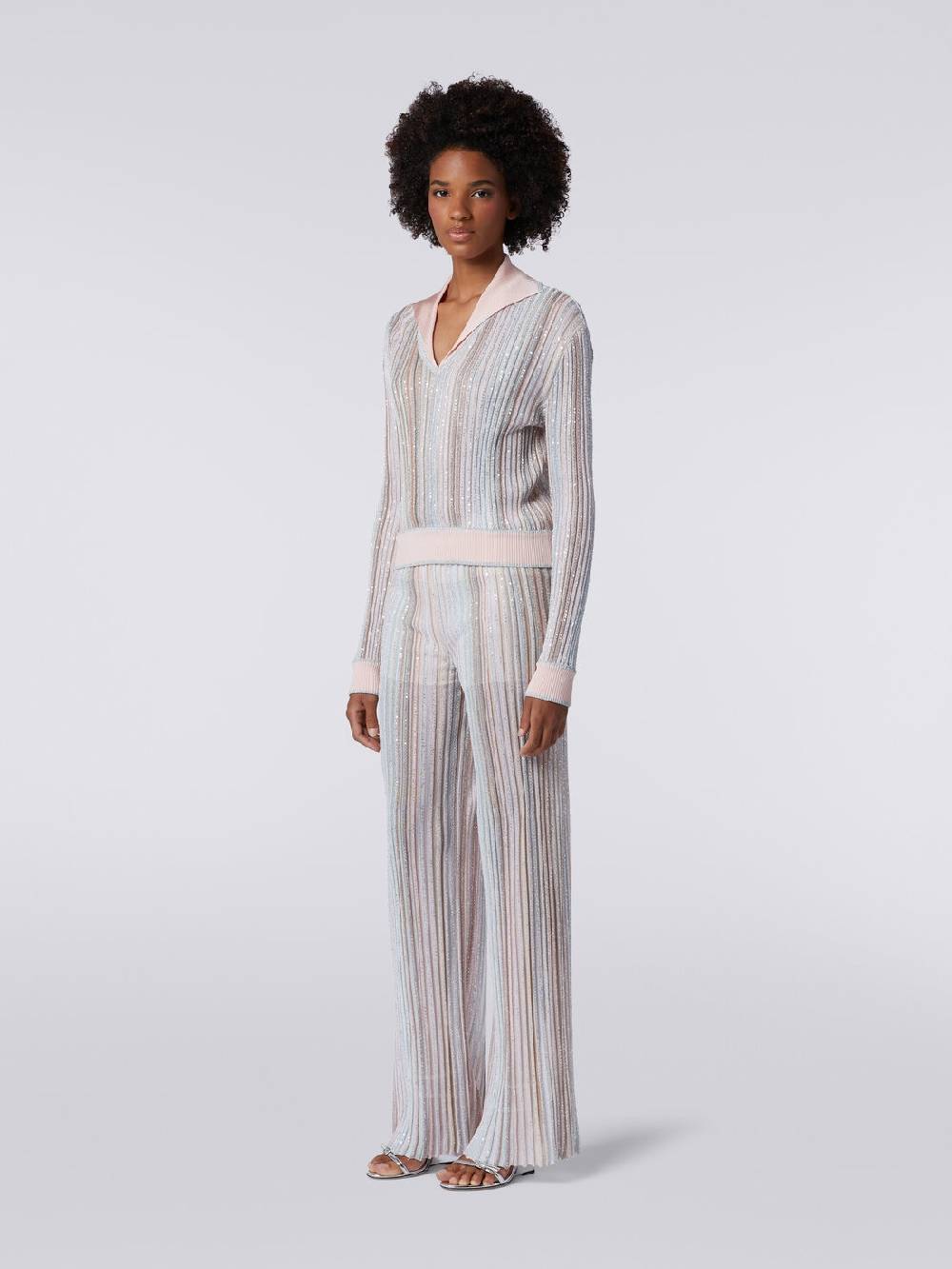 M Missoni Pantaloni in maglia a righe verticali con paillettes Shopping Online