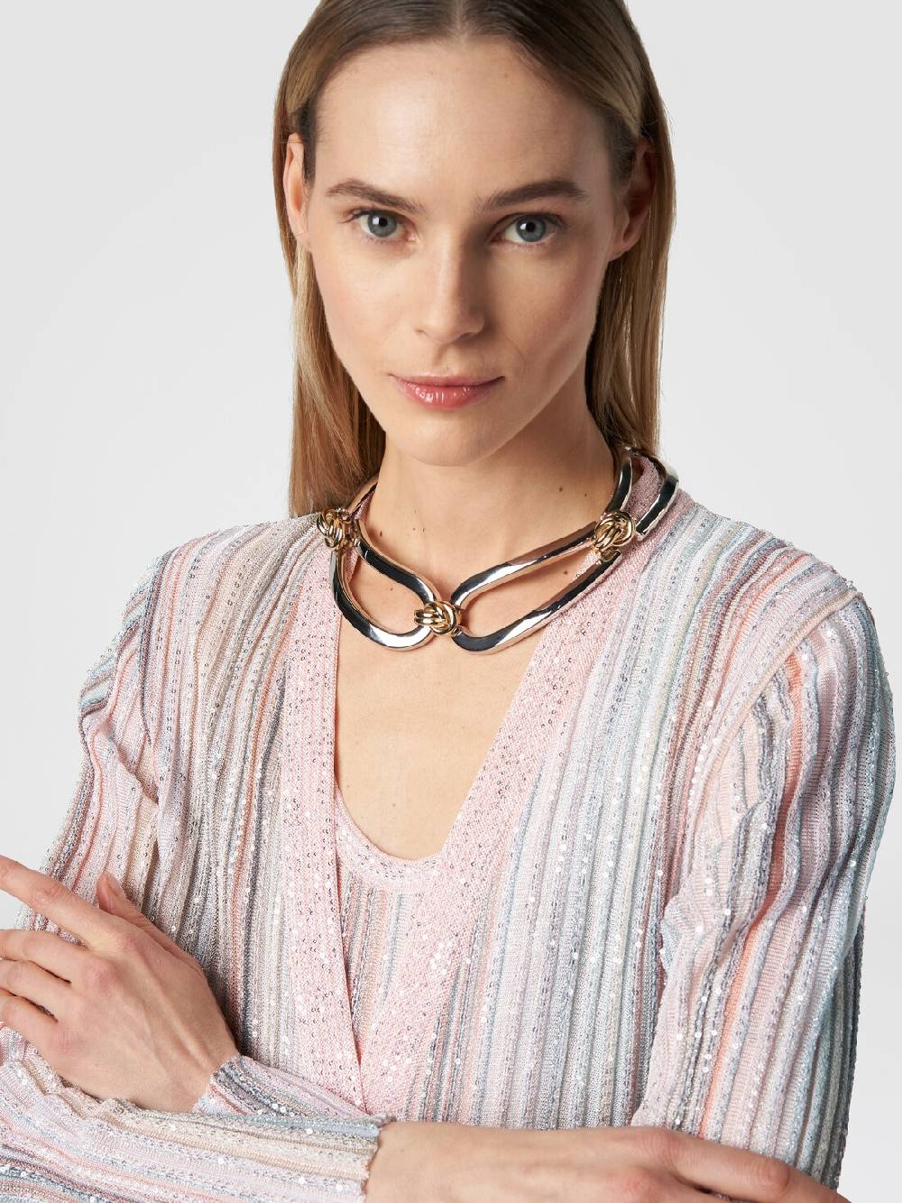 M Missoni Cardigan lungo in maglia con righe verticali e paillettes Prezzo Ridotto