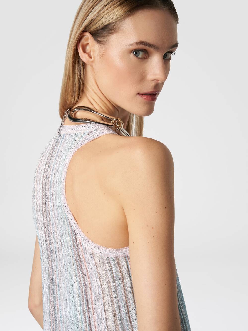 M Missoni Canottiera in maglia a righe verticali con paillettes Sottocosto