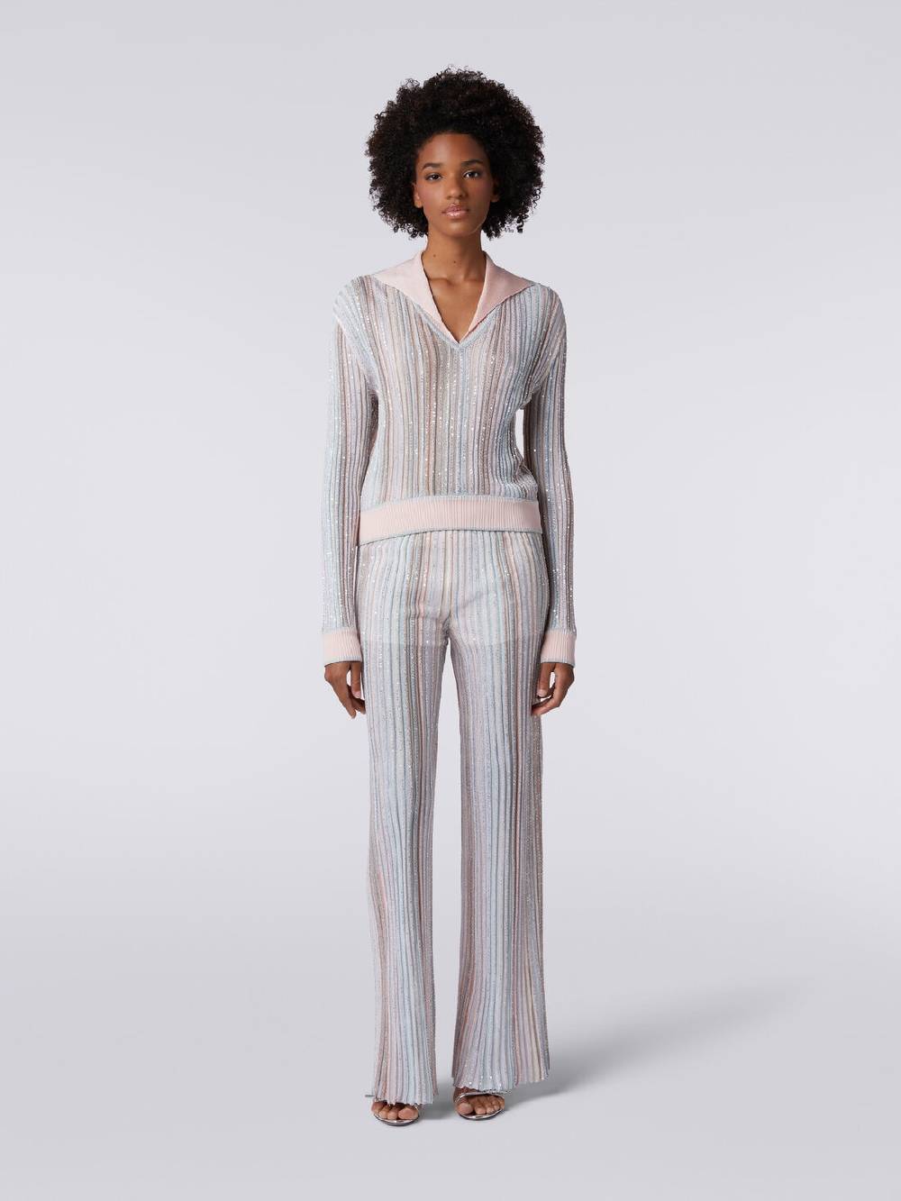 M Missoni Top a maniche lunghe con righe verticali e paillettes Convenienza