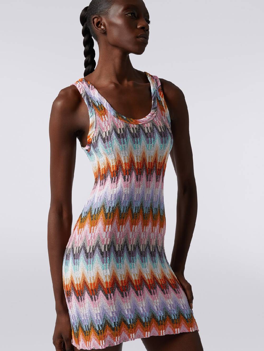M Missoni Mini-abito smanicato in viscosa zig zag con lurex Novità