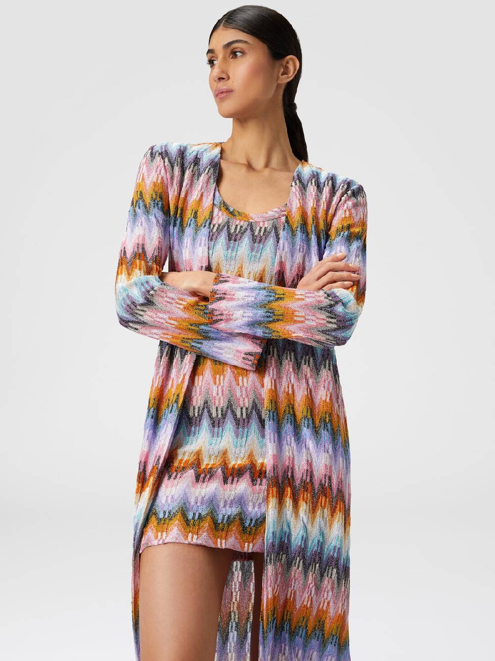M Missoni Cardigan lungo in maglia zig zag lamé Presa