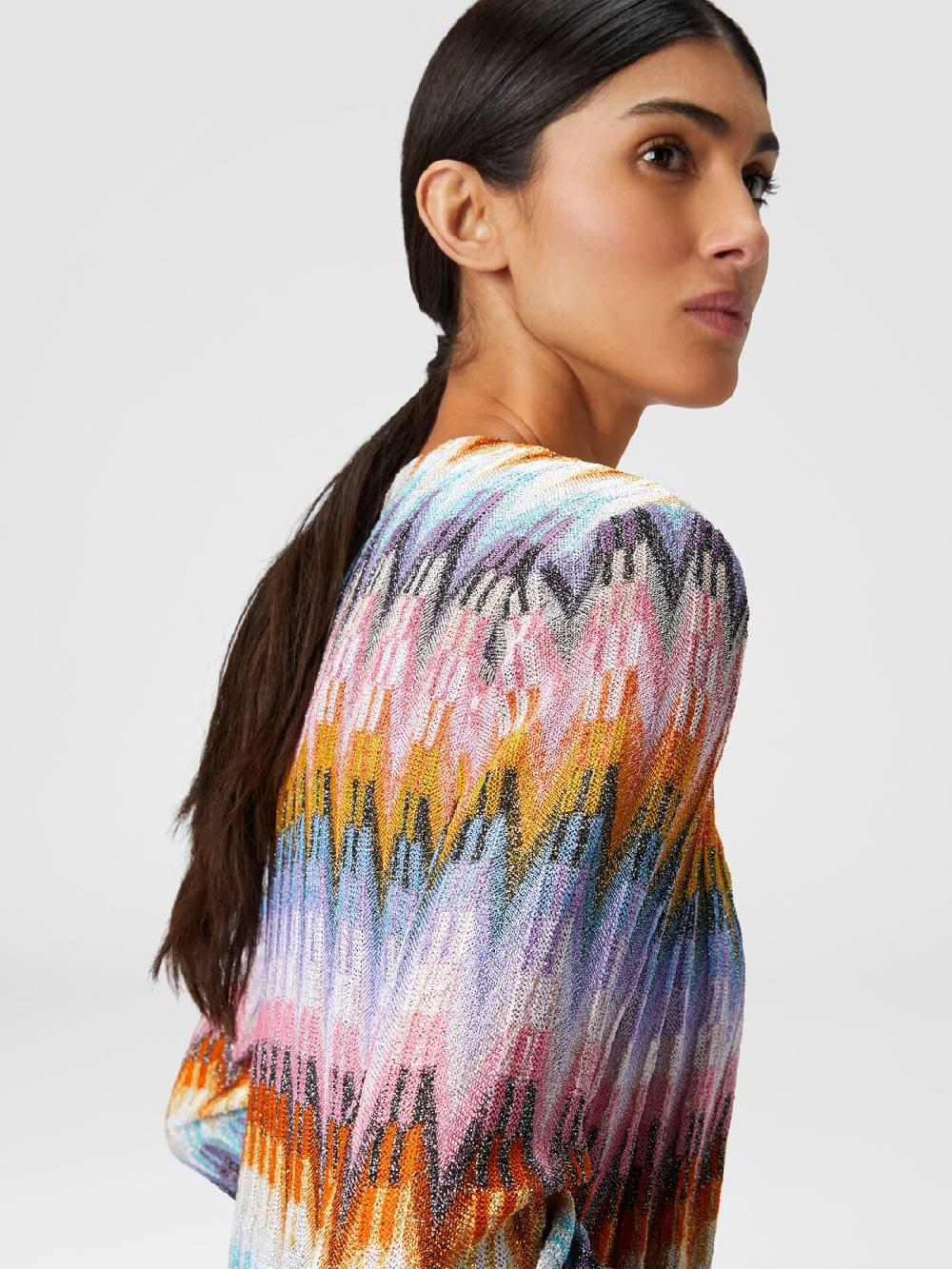 M Missoni Cardigan lungo in maglia zig zag lamé Presa