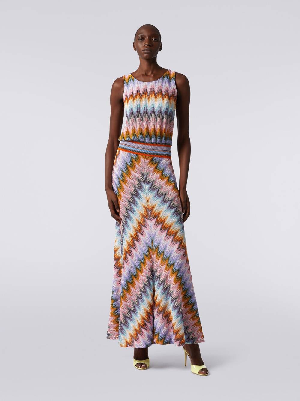 M Missoni Top senza maniche in viscosa zig zag con lurex