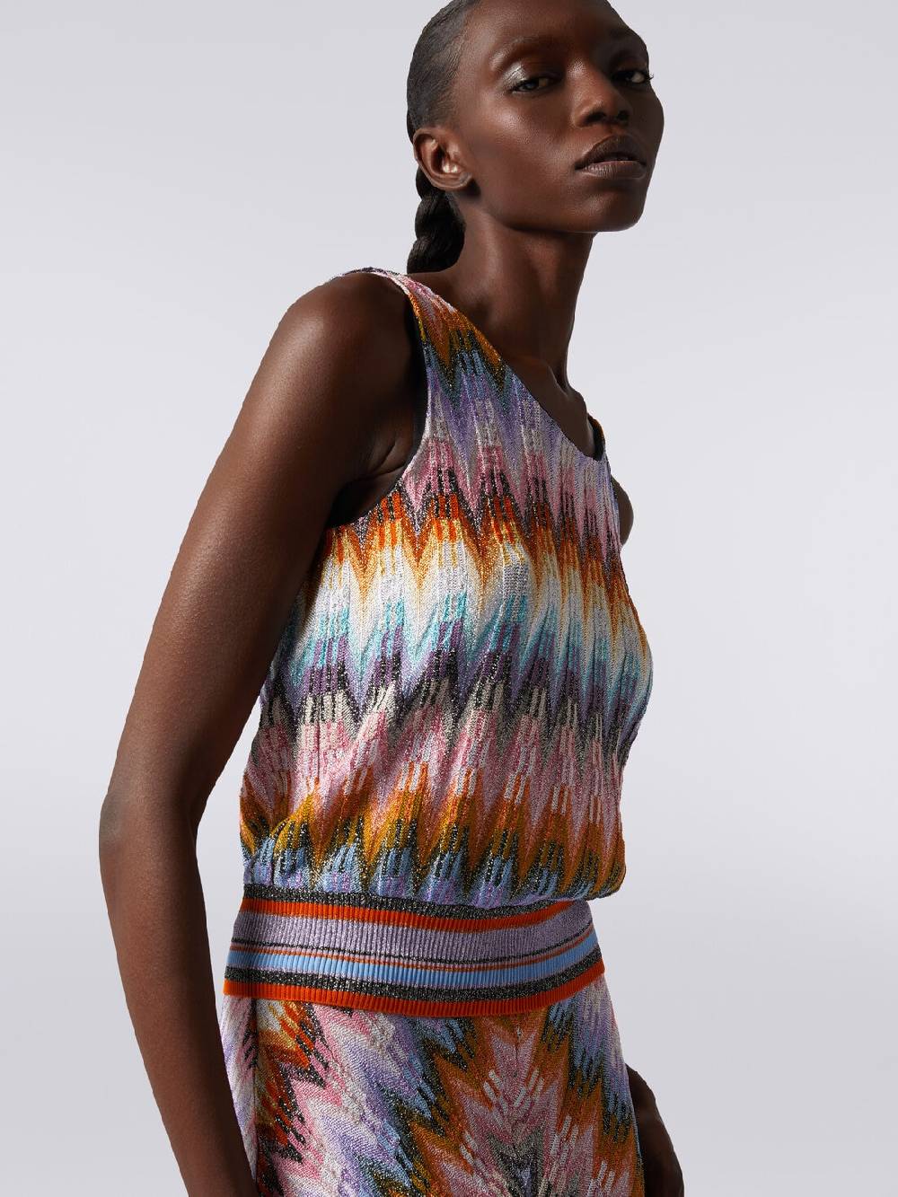 M Missoni Top senza maniche in viscosa zig zag con lurex Sconto